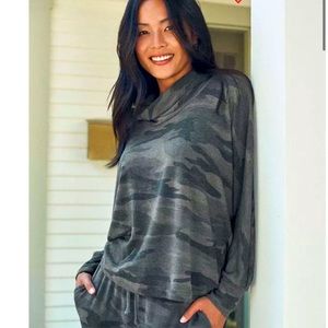 Splendid Supersoft Camo Cowl Pullover